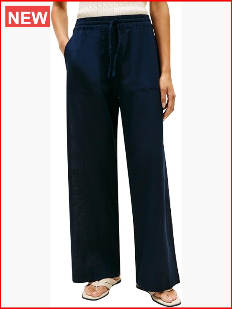 Wide Leg Linen Pants With Pockets For Women Casual